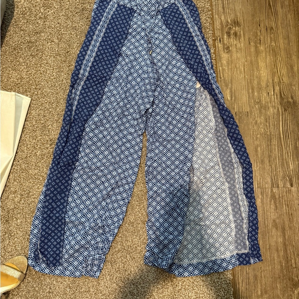 Kaari Blue Geometric Print Trousers